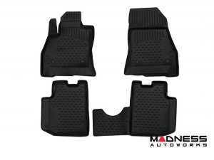 FIAT 500L Floor Liners - 3D Molded - Front + Rear - Black (2014-2020)